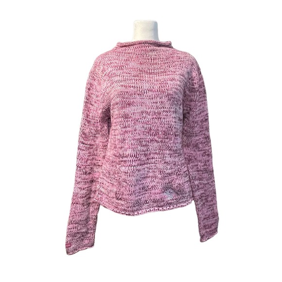Billabong Womens XL Wool Blend Mock Neck Pink Knit Long Sleeve Boho Sweater Y2K - Picture 1 of 13
